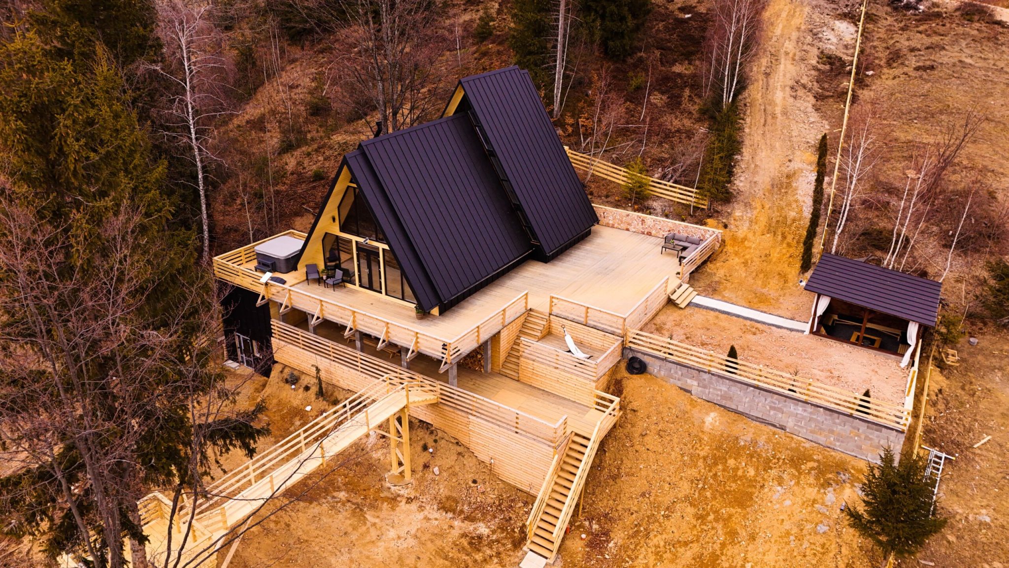 black roof chalet